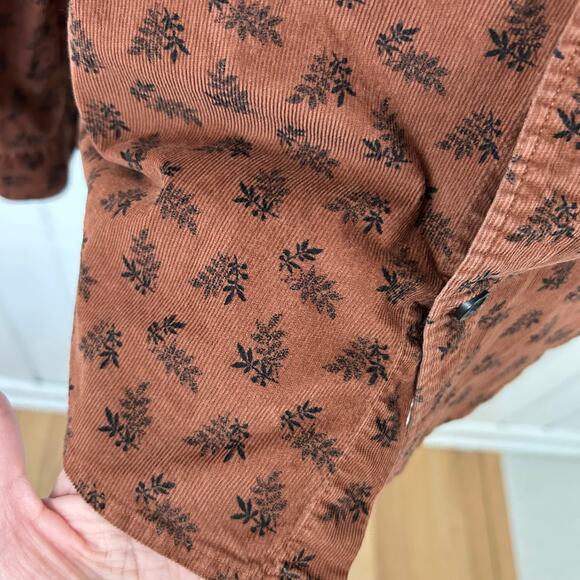 Express Women Long Sleeve Corduroy Top Blouse Brown Thanksgiving Cottage Size XS - Picture 2 of 8